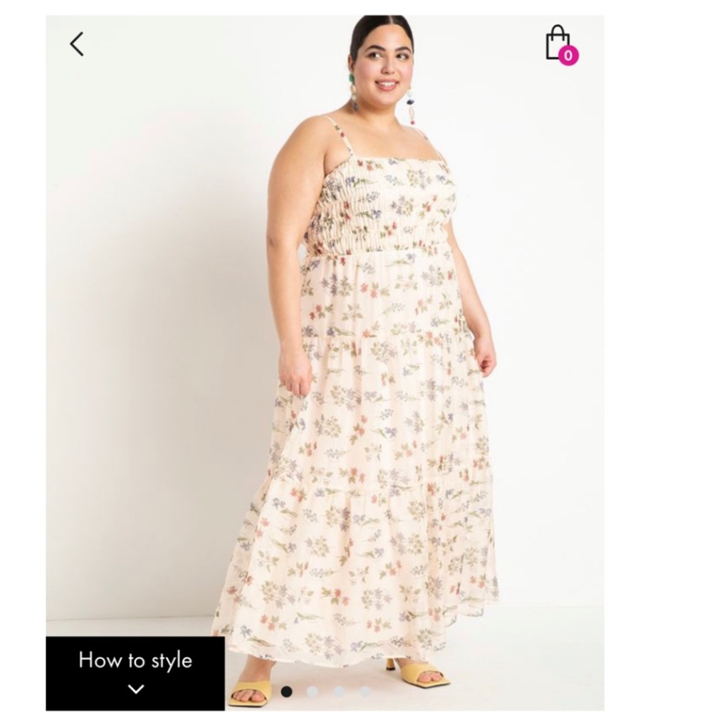 Eloquii Floral Print Ruched Body Maxi Dress